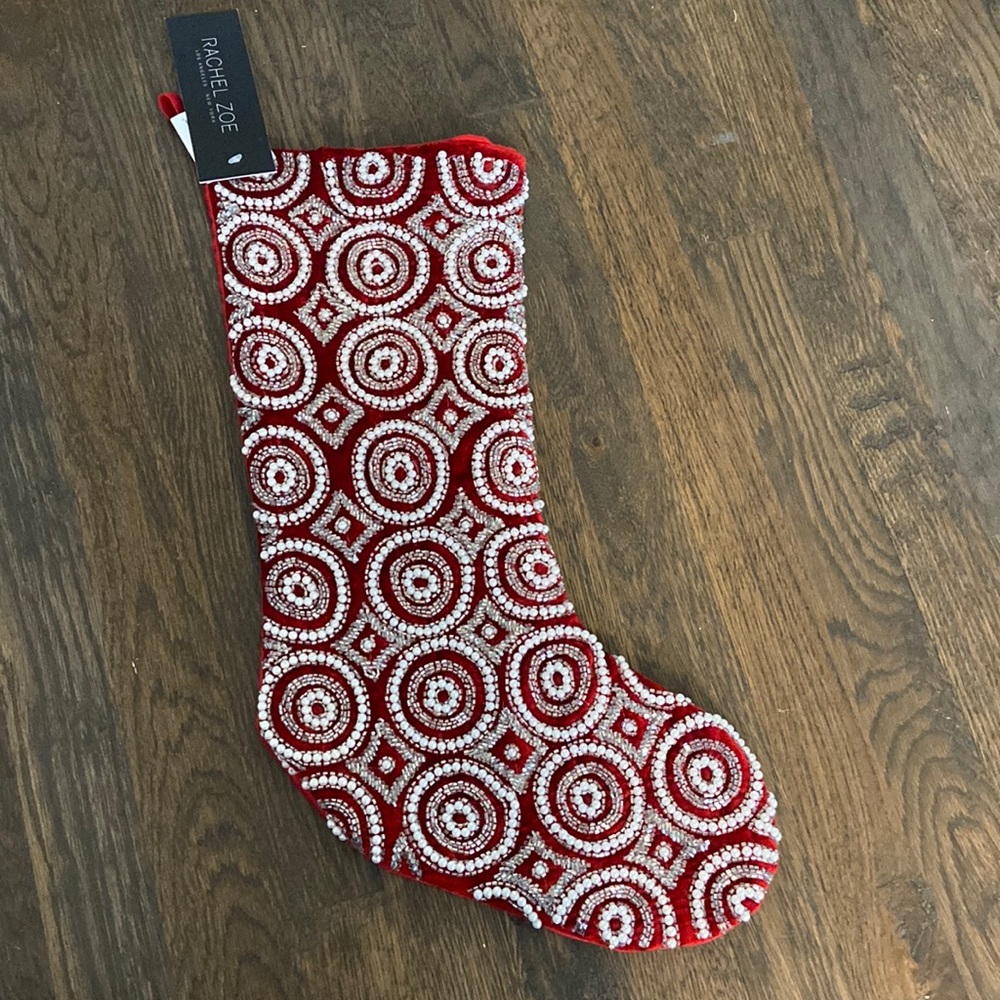 Rachel Zoe beaded Christmas stocking